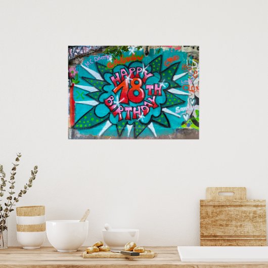 Happy 18th Birthday Graffiti Poster (Keuken)