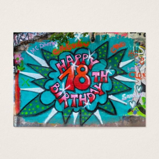 Happy 18th Birthday Graffiti Visitekaartje (Voorkant)