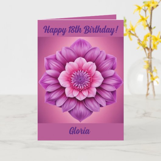 Happy 18th Birthday Kaart (Gele Bloem)