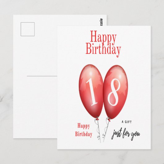 Happy 18th Birthday Kaart (Voorkant / Achterkant)