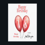 Happy 18th Birthday Kaart<br><div class="desc">Happy Birthday Kaart 18e,  rode ballonnen en verjaardagswensen.</div>
