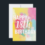 Happy 18th Birthday Kaart ("Gradients Waterverf")<br><div class="desc">Deze elegant ontworpen verjaardagskaart is net zo mooi als het schitterende!</div>