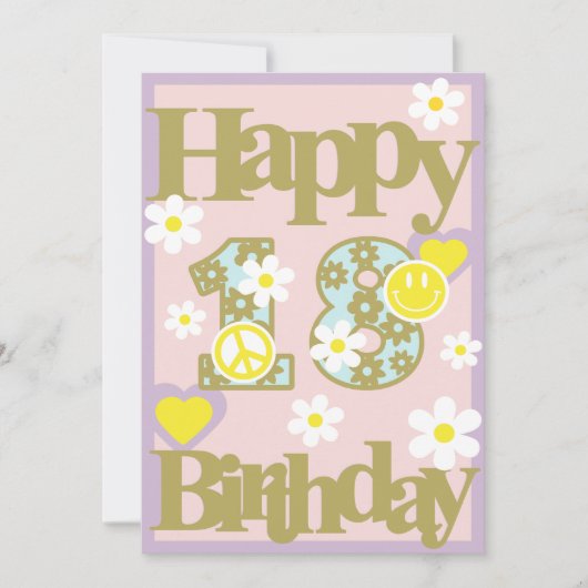 Happy 18th Birthday – Meisjes Kaart met bloemen (Voorkant)
