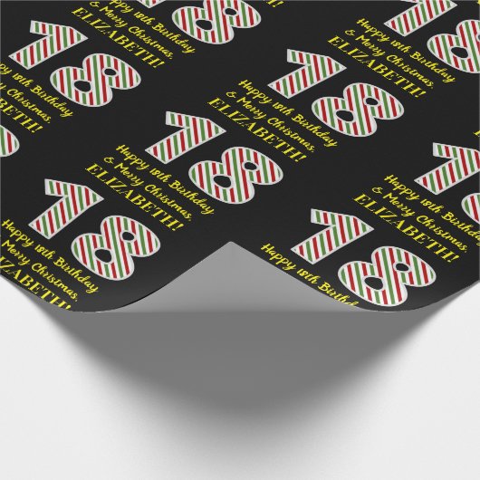 Happy 18th Birthday & Merry Kerstmis, aangepaste n Cadeaupapier (Hoek)