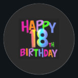 HAPPY 18th BIRTHDAY MULTI COLOR Ronde Sticker<br><div class="desc">HAPPY 18th BIRTHDAY MULTI COLOR</div>