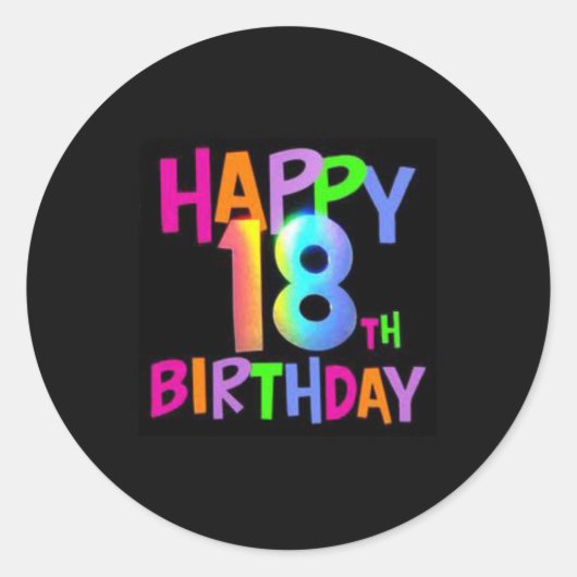 HAPPY 18th BIRTHDAY MULTI COLOR Ronde Sticker (Voorkant)