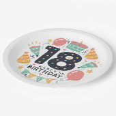 Happy 18th Birthday Papieren Bordje (Gekanteld)