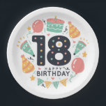Happy 18th Birthday Papieren Bordje<br><div class="desc">Fijne 18de verjaardag Gooi een spectaculaire partij met volledig aanpasbare papieren borden om uw thema aan te passen! Met onze papieren borden maak je het echt speciaal! Gedrukt op duurzaam papier en je kunt ze natuurlijk helemaal naar hartewens personaliseren met je eigen afbeeldingen of foto's. Deze borden zijn perfect voor...</div>