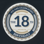 Happy 18th Birthday Papieren Bordje<br><div class="desc">Fijne 18de verjaardag Gooi een spectaculaire partij met volledig aanpasbare papieren borden om uw thema aan te passen! Met onze papieren borden maak je het echt speciaal! Gedrukt op duurzaam papier en je kunt ze natuurlijk helemaal naar hartewens personaliseren met je eigen afbeeldingen of foto's. Deze borden zijn perfect voor...</div>