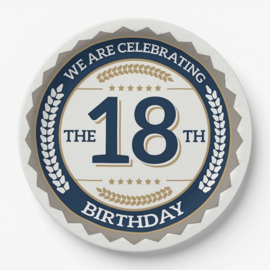 Happy 18th Birthday Papieren Bordje (Voorkant)