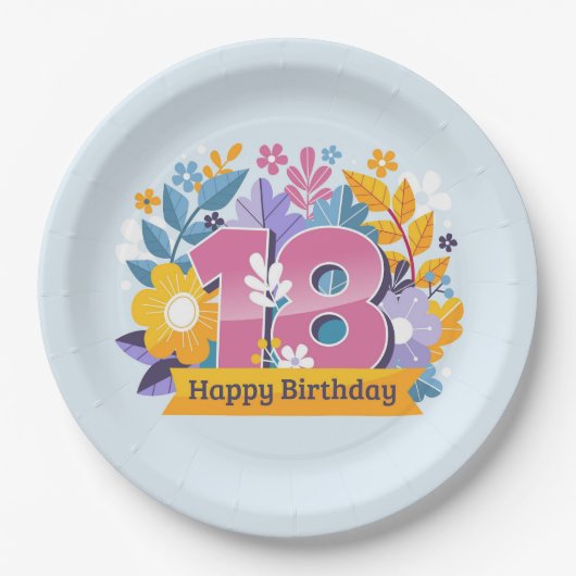 Happy 18th Birthday Papieren Bordje (Voorkant)