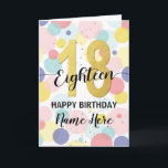 Happy 18th Birthday Pastel Rainbow and Gold Girl Kaart<br><div class="desc">Fun,  vrolijk,  elegant en kleurrijk design verjaardagskaart 
Vuurwerk in heldere regenboogkleuren. Faux goud groot getal.
Haal deze vrolijke kaart om je vriend of familie te vieren!</div>