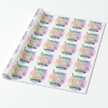 Happy 18th Birthday (roze) Cadeaupapier<br><div class="desc">roze gelukkige 18de verjaardag. Leuk om te geven als cadeau aan iemand die achttien jaar is geworden. Vrolijk design met regenboog kleuren.</div>