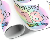 Happy 18th Birthday (roze) Cadeaupapier (Rol Hoek)