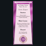 Happy 18th Birthday Roze Glitter Folie Menu<br><div class="desc">Een stijlvol menu met een roze en folie en een uniek verjaardagsnummer in glitter en gold.</div>