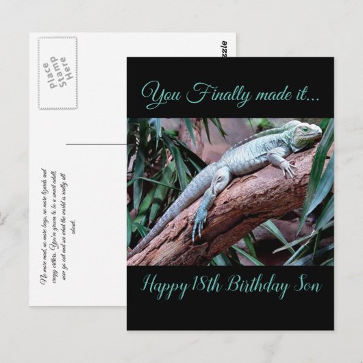 Happy 18th Birthday Son lizard Briefkaart (Voorkant / Achterkant)