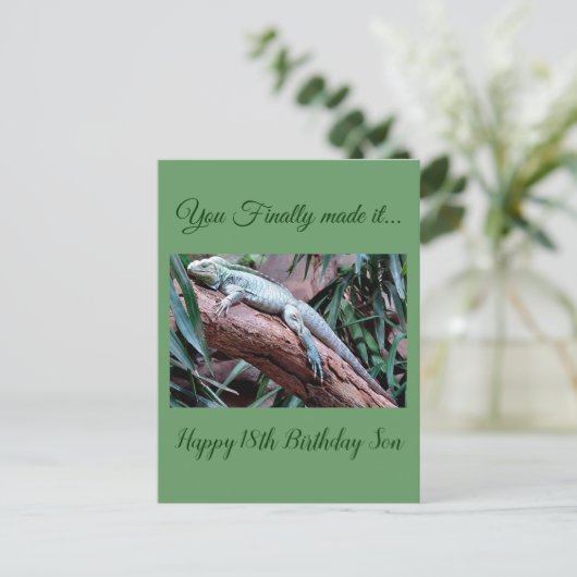 Happy 18th Birthday son lizard card Briefkaart (Staand voorkant)