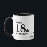 Happy 18th Birthday Typografie Black White Mok<br><div class="desc">Fijne 18e verjaardag Typografie Black en White Custom 18 jaar oud Birthday Celebration Coffee Mok. Je zult altijd ons kleine meisje zijn,  met liefde voor mama en papa,  je kunt het nummer en alle tekst veranderen en je foto uploaden.</div>