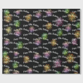 Happy 18th Birthday vuurwerk op zwart Cadeaupapier (Vlak)
