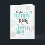 Happy 18th Birthday  Wenskaart Kaart<br><div class="desc">Dit gevouwen verjaardagswenskaart heeft een decoratief typografisch ontwerp met de naam van de ontvanger en zegt "Fijne 18e verjaardag". Deze festieve achttiende verjaardagskaart is perfect voor een feestelijke viering.</div>