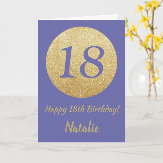 Happy 18th Birthday Zeer Peri en Gold Glitter Kaart (Gele Bloem)