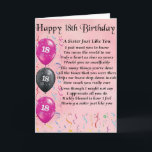 Happy 18th Birthday - Zuster Poem Kaart<br><div class="desc">Een geweldig idee voor een zus met een 18e verjaardag.</div>