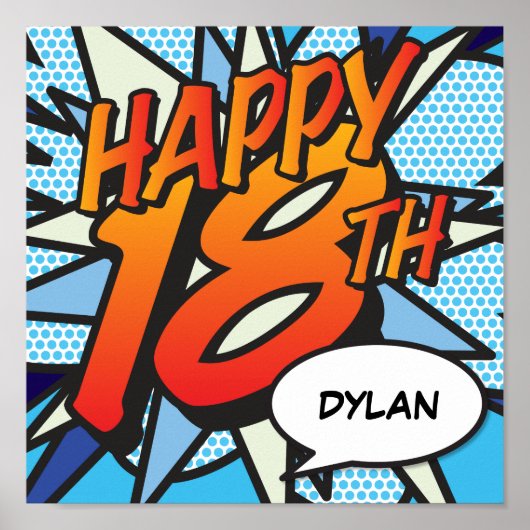 HAPPY 18th Comic Book Pop Art Poster (Voorkant)