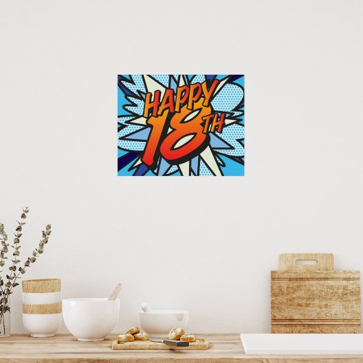 HAPPY 18th Comic Book Pop Art Poster (Keuken)