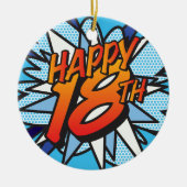 HAPPY 18th Fun Retro Comic Book Keramisch Ornament (Voorkant)