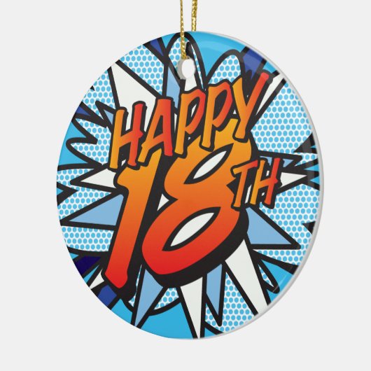 HAPPY 18th Fun Retro Comic Book Keramisch Ornament (Links)