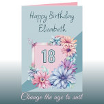 Happy 18th Verjaardag naam floral roze Kaart<br><div class="desc">Vier een bijzondere mijlpaal met deze prachtige gepersonaliseerde 18e verjaardagskaart! Met levendige gerbera bloemen en de mogelijkheid om aan te passen met een naam, deze kaart is de perfecte manier om hun grote dag nog meer memorabel te maken. Helder, vrolijk en vol verjaardagsvreugde, het is een mooie herinnering die ze...</div>