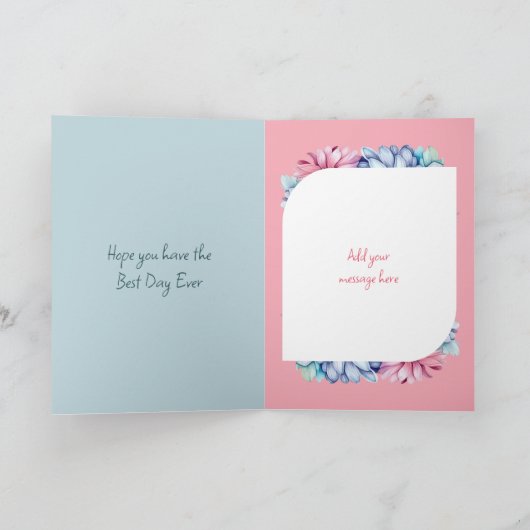 Happy 18th Verjaardag naam floral roze Kaart (Binnen)