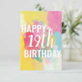 Happy 19th Birthday Kaart ("Waterverf gradiënten") (Staand voorkant)