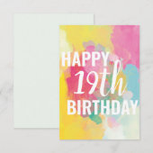 Happy 19th Birthday Kaart ("Waterverf gradiënten") (Voorkant / Achterkant)