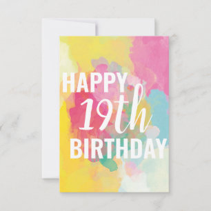 Happy 19th Birthday Kaart ("Waterverf gradiënten")