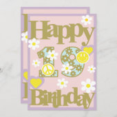 Happy 19th Birthday – Meisjes Kaart met bloemen (Voorkant / Achterkant)