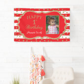 Happy 1 Birthday Banner Red Gold Glitter Foto (Insitu)