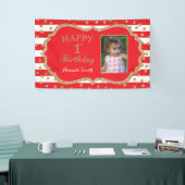 Happy 1 Birthday Banner Red Gold Glitter Foto (Beurs)