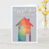 Happy 1 Year Houseailing House Jubileum Card Kaart (Gele Bloem)