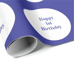 Happy 1e eerste verjaardag Blue Polka Dot Boys Gir Cadeaupapier