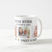 Happy 1e Moederdag 4 foto Collage Zwart Wit Koffiemok (Voorkant rechts)