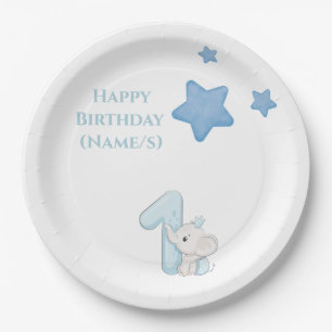 Happy 1st Birthday (aanpasbare tekst en naam) Papieren Bordje