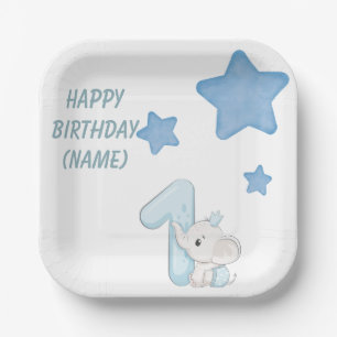Happy 1st Birthday (aanpasbare tekst en naam) Papieren Bordje