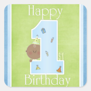 Happy 1st Birthday {African American} Stickers
