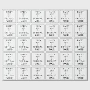 HAPPY 1ST BIRTHDAY; Art Deco Style; aangepaste naa Cadeaupapier