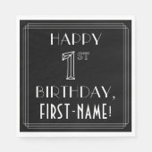 HAPPY 1ST BIRTHDAY; Art Deco Style; aangepaste naa Servet (Voorkant)