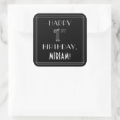 HAPPY 1ST BIRTHDAY; Art Deco Style; aangepaste naa Vierkante Sticker (Tas)