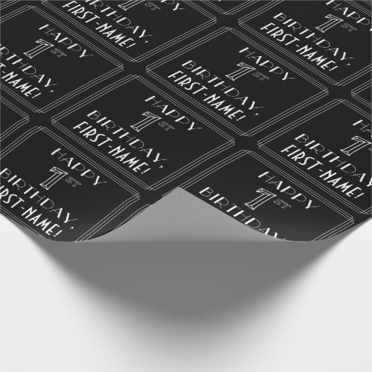 HAPPY 1ST BIRTHDAY; Art Deco Style met aangepaste  Cadeaupapier (Hoek)