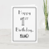 Happy 1st Birthday, Art Deco Style met aangepaste Kaart (Voorkant)