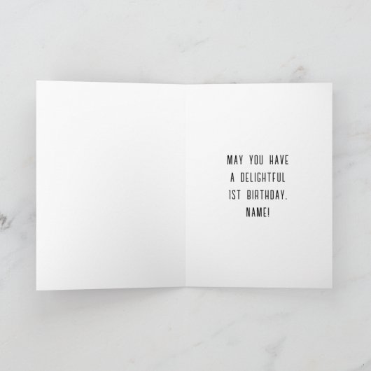 Happy 1st Birthday, Art Deco Style met aangepaste  Kaart (Binnen)